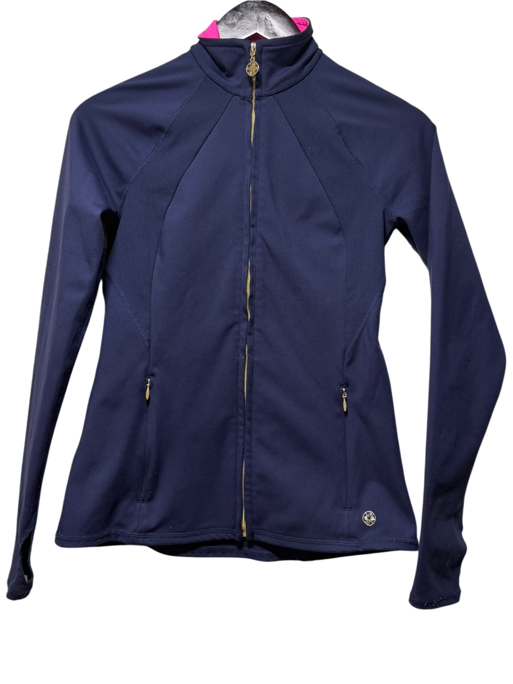 Lilly Pulitzer Luxletic Tennison Jacket UPF 50 True Navy Blue Full Zip Size XXS
